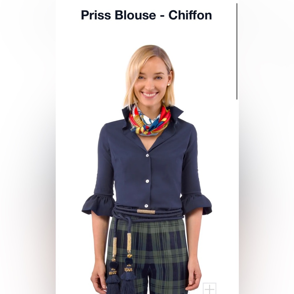 Gretchen Scott Priss Blouse-Navy Chiffon XS